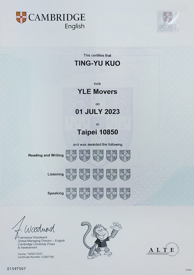 2023 英國劍橋英語認證YLE -Movers