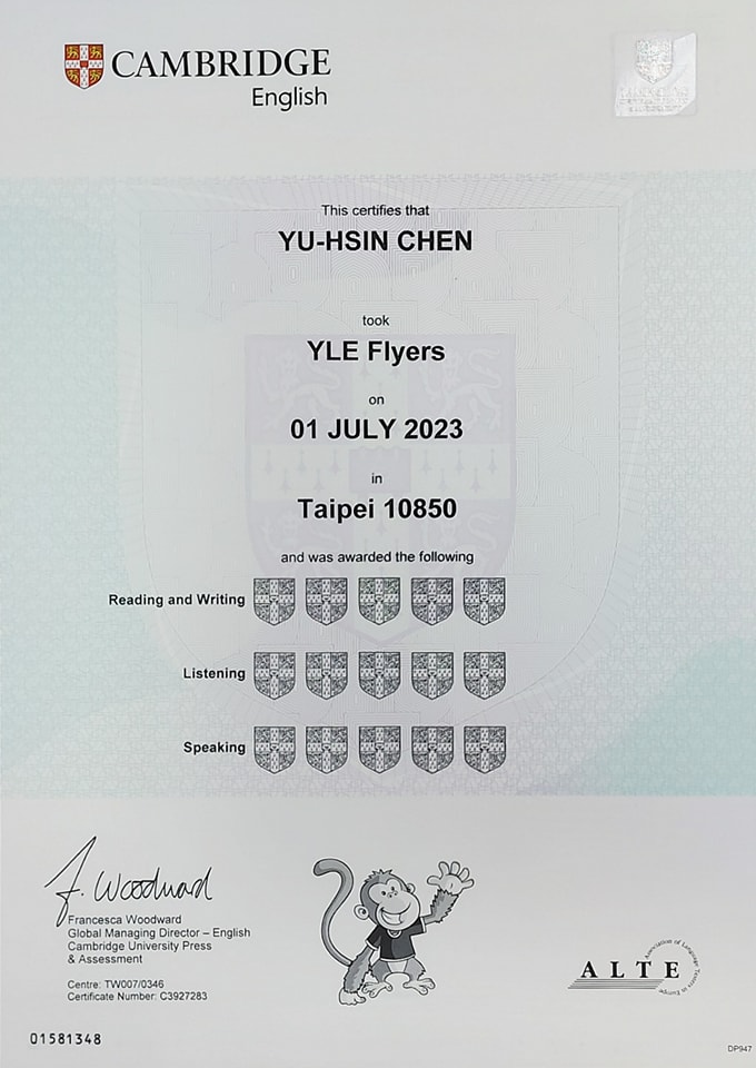 2023 英國劍橋英語認證YLE -Flyers